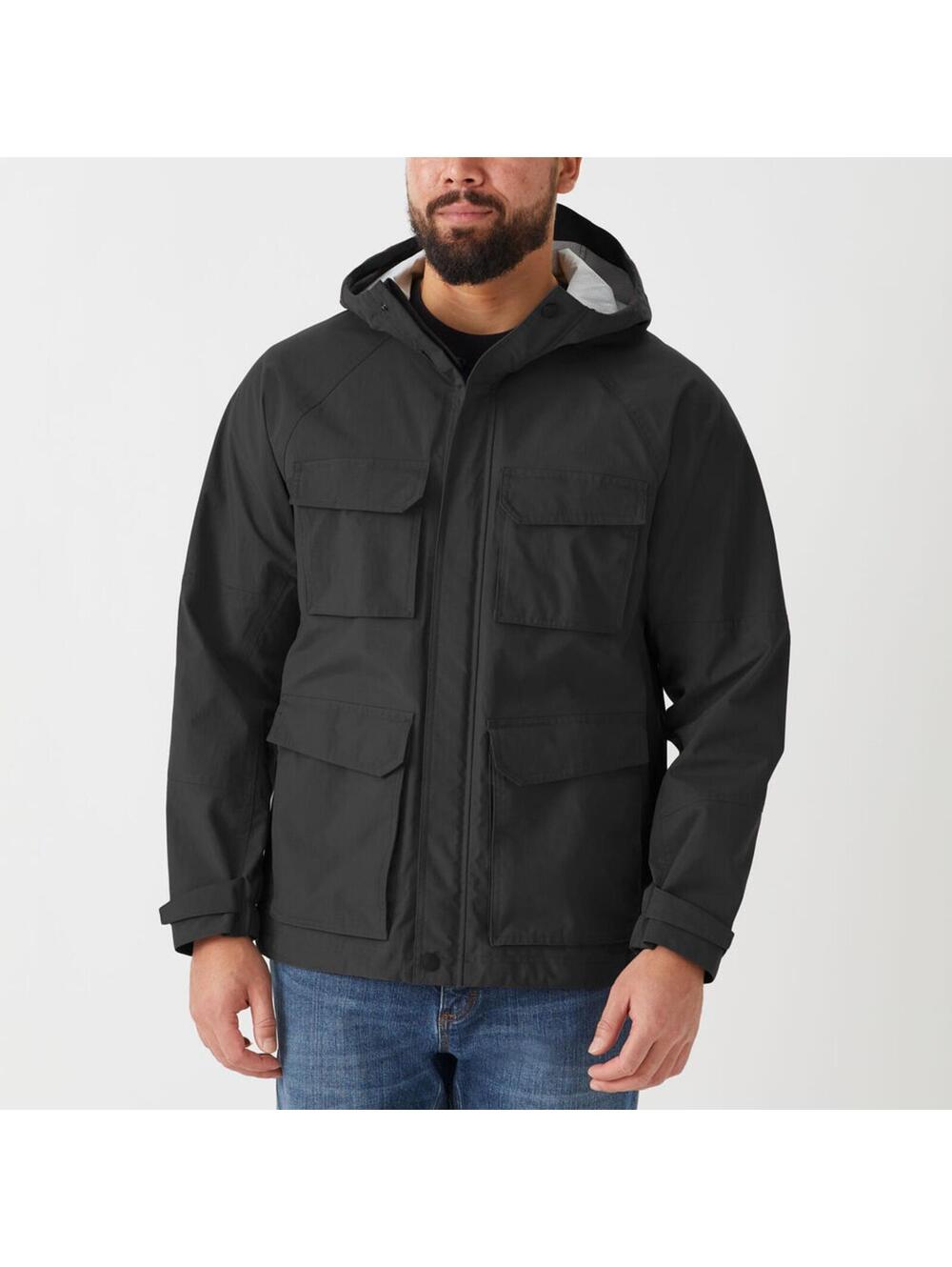 Duluth Trading Co Black Hooded Utility Jacket M Tall Nylon